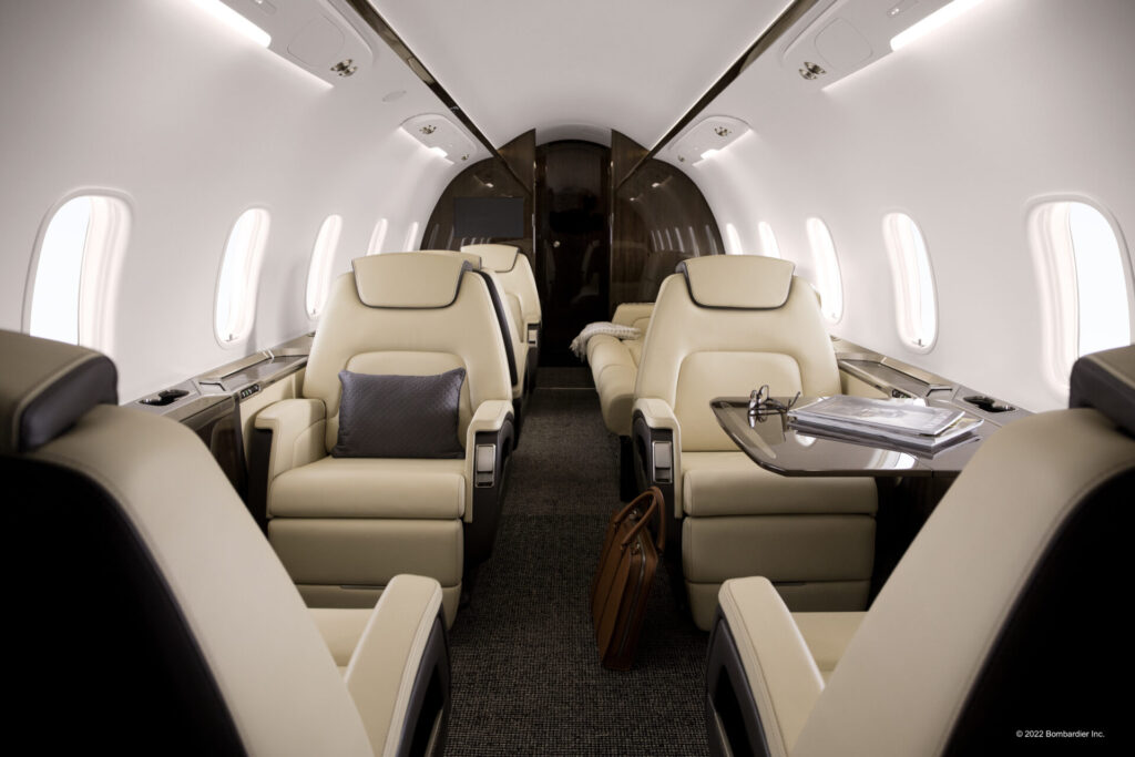 charter private jet bombardier challenger 350 leather seats luxury jet