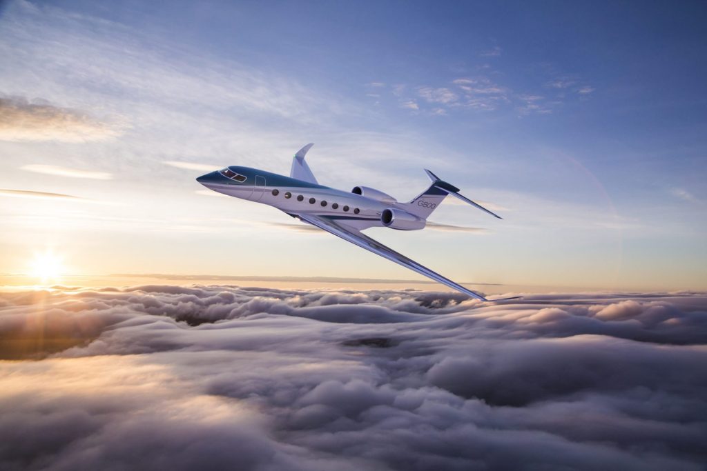 Gulfstream G800 over clouds